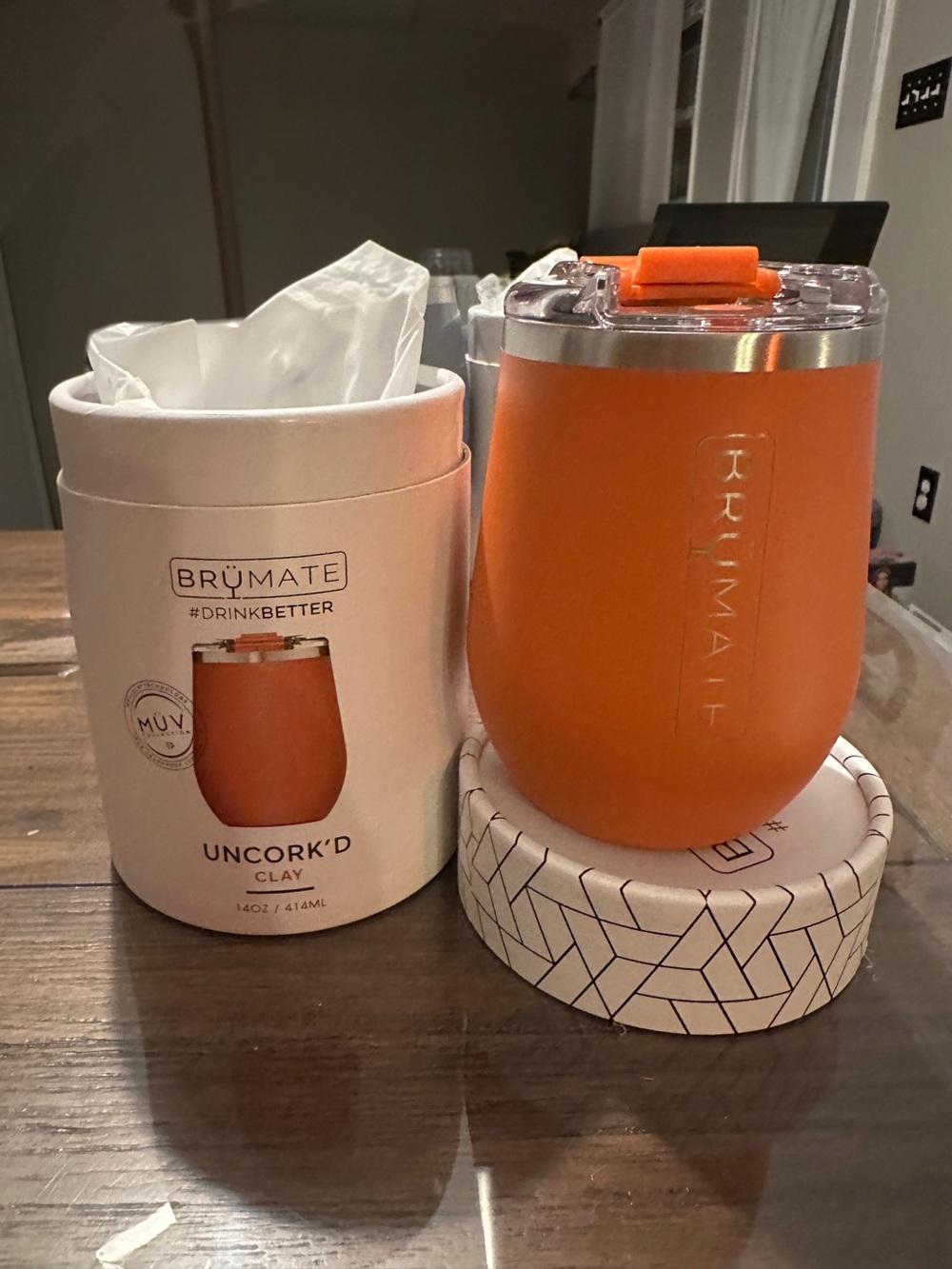 BruMate Uncork'd Insulated Wine Tumbler - Clay Orange